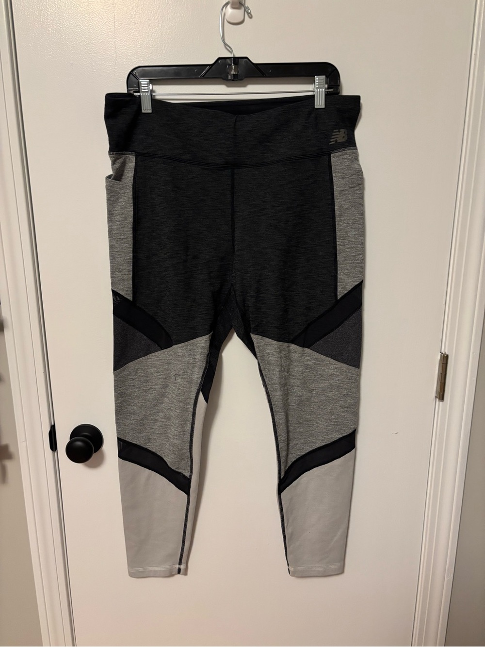 New Balance Black and Gray Colorblock Performance Leggings